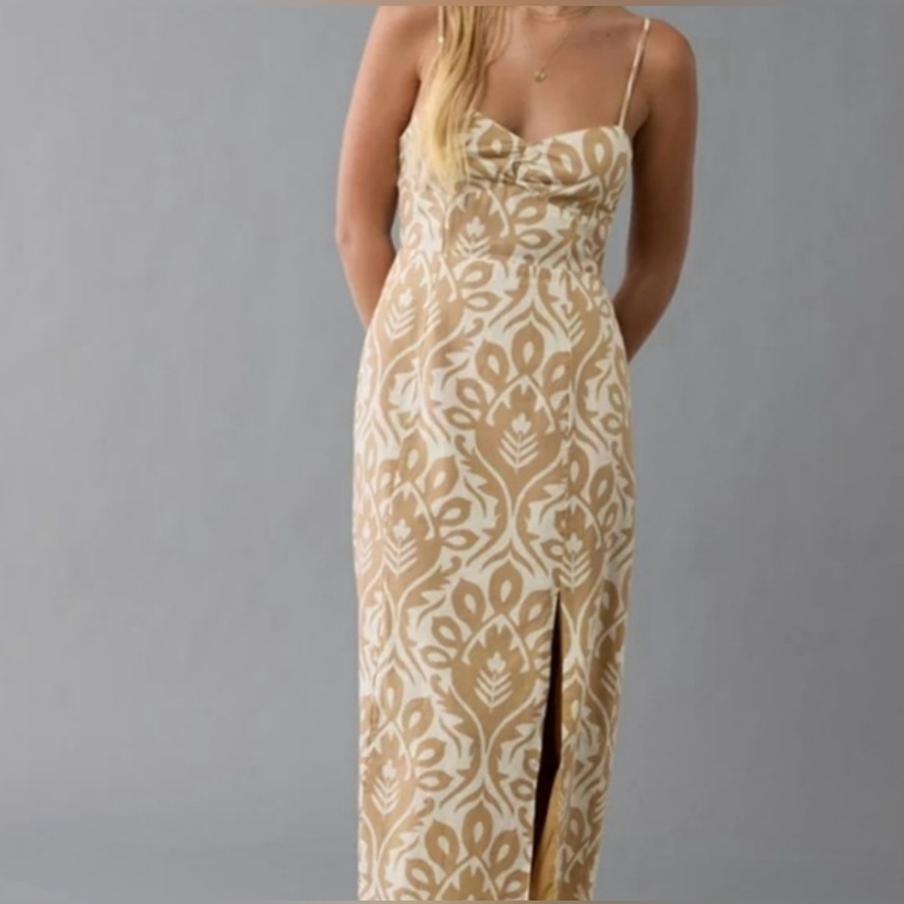 American Eagle Outfitters Beige and White Textured Dress